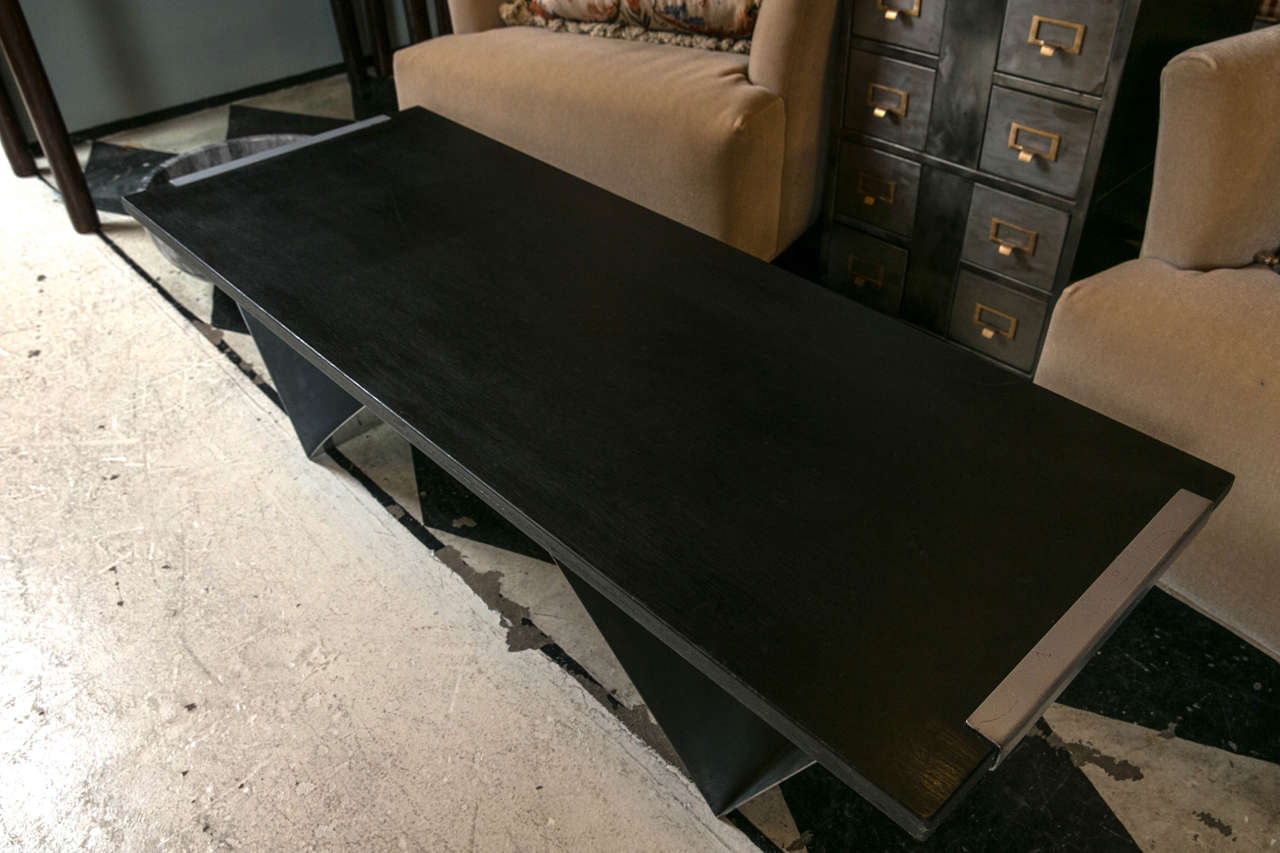 Modern Geometric Style, Wood and Steel Coffee Table 1