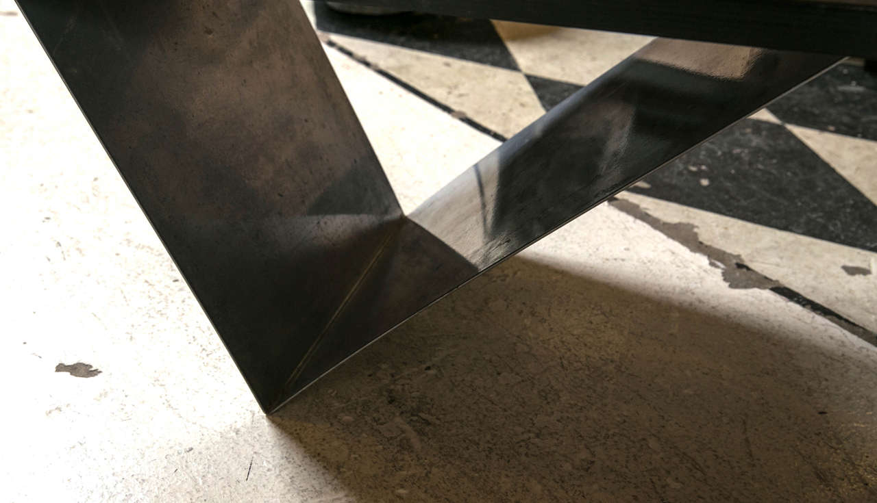 Modern Geometric Style, Wood and Steel Coffee Table 2