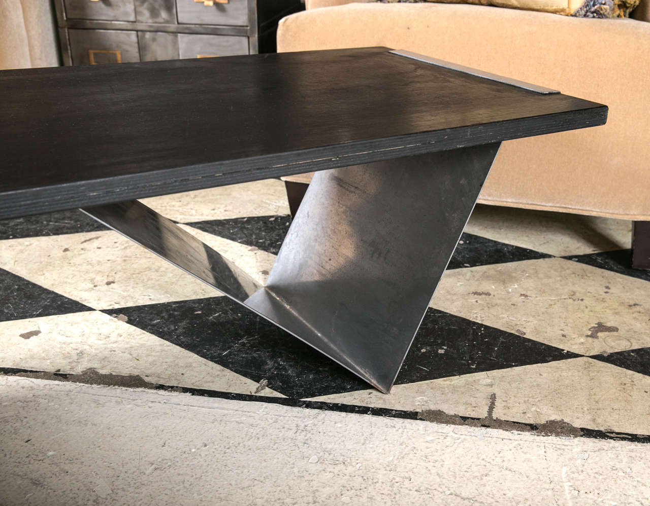 Modern Geometric Style, Wood and Steel Coffee Table 3