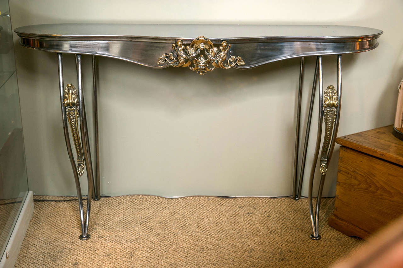 English Steel Fire Fender Console Table
