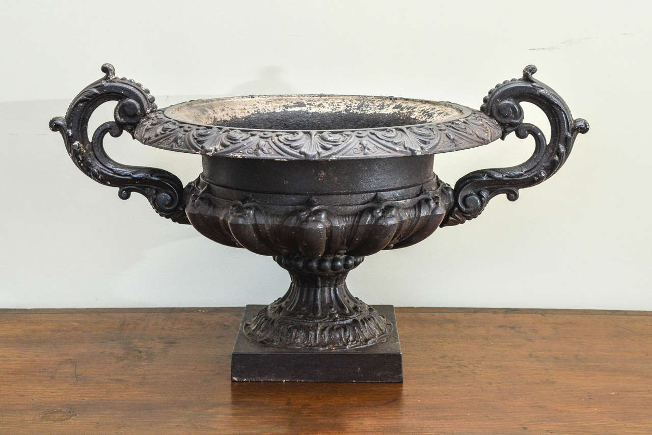English Polished Cast Iron Neoclassical Urn In Good Condition In Southampton, NY