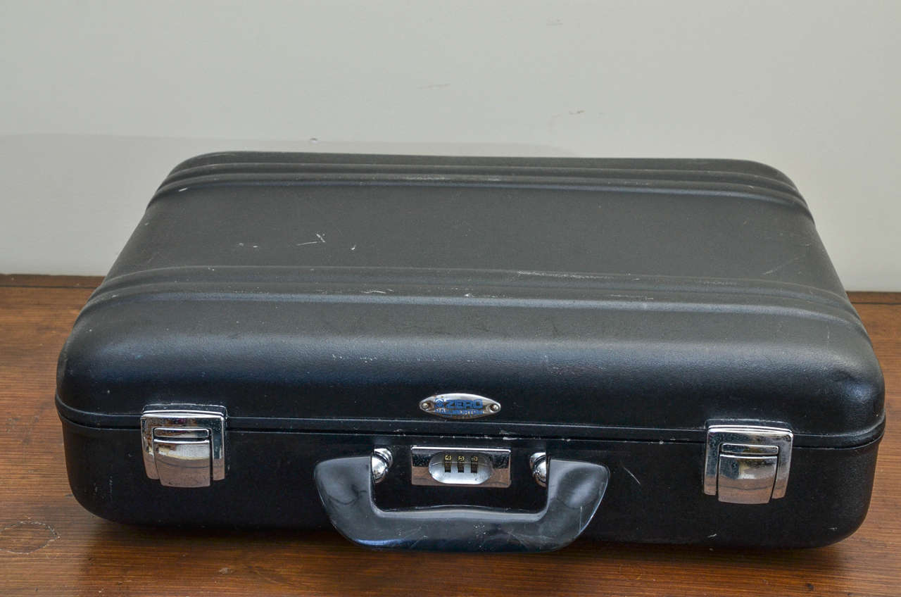 Art Deco Rare Halliburton Matte Black Briefcase, Late 1970s For Sale