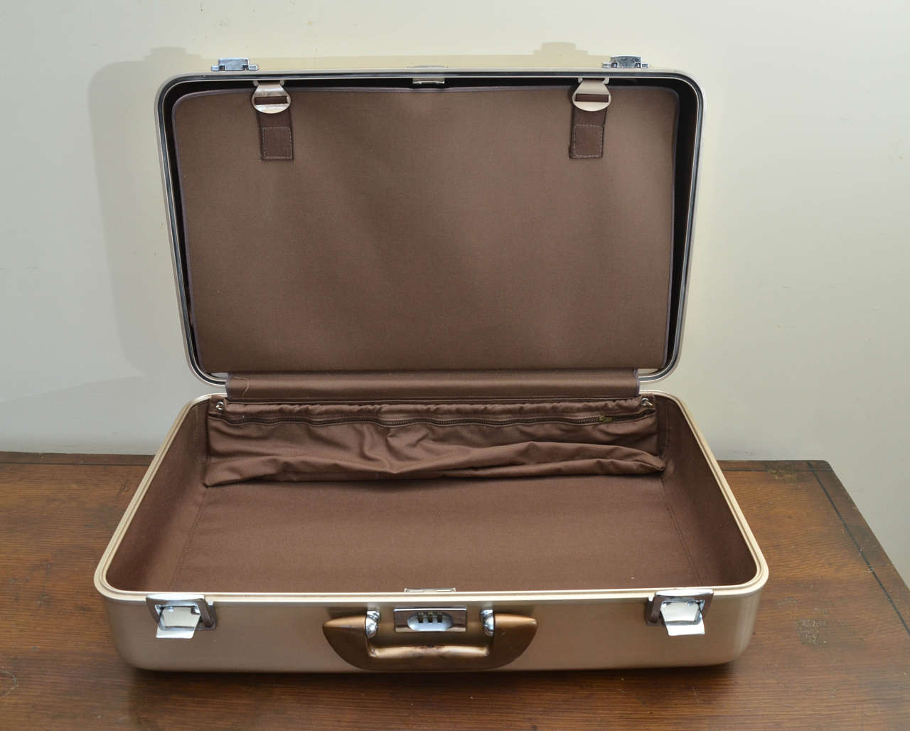 American Halliburton 1970s Gold Toned Aluminum Suitcase