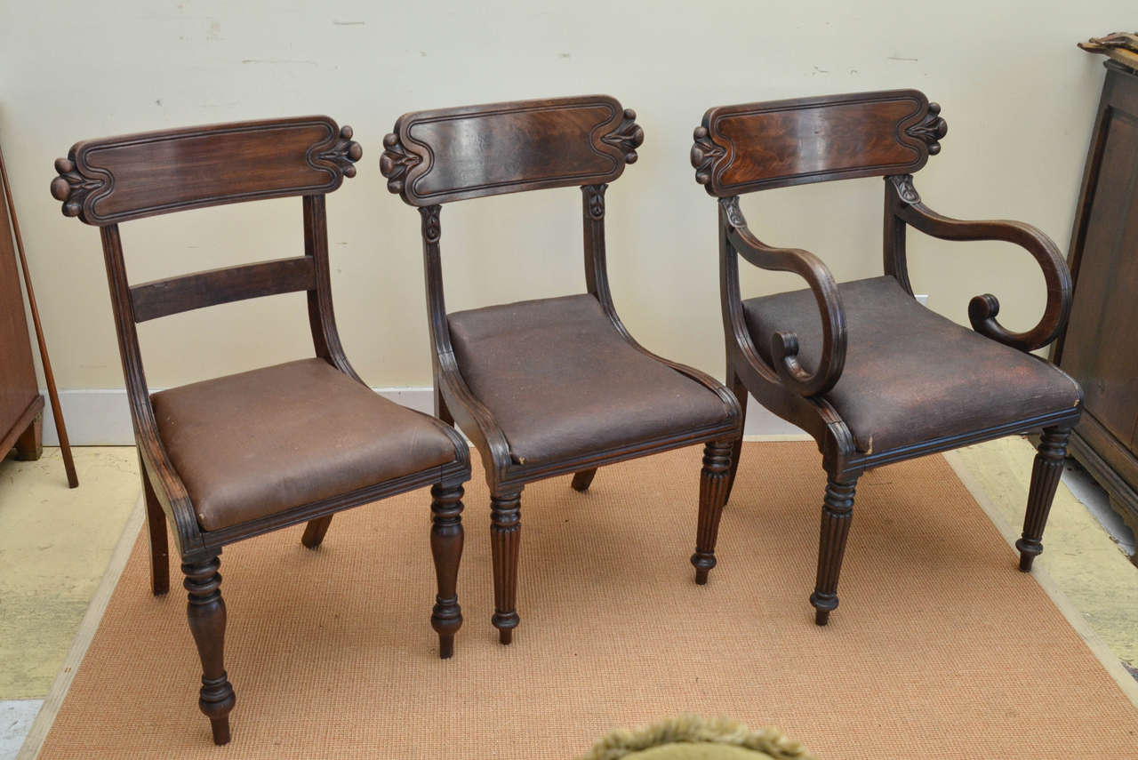 Great Britain (UK) Set of Nine English Mahogany Late Regency Dining Chairs For Sale