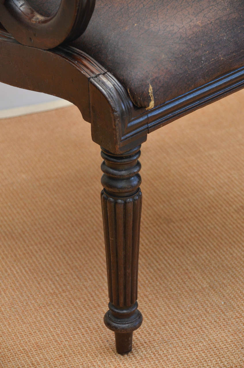 Fabric Set of Nine English Mahogany Late Regency Dining Chairs For Sale