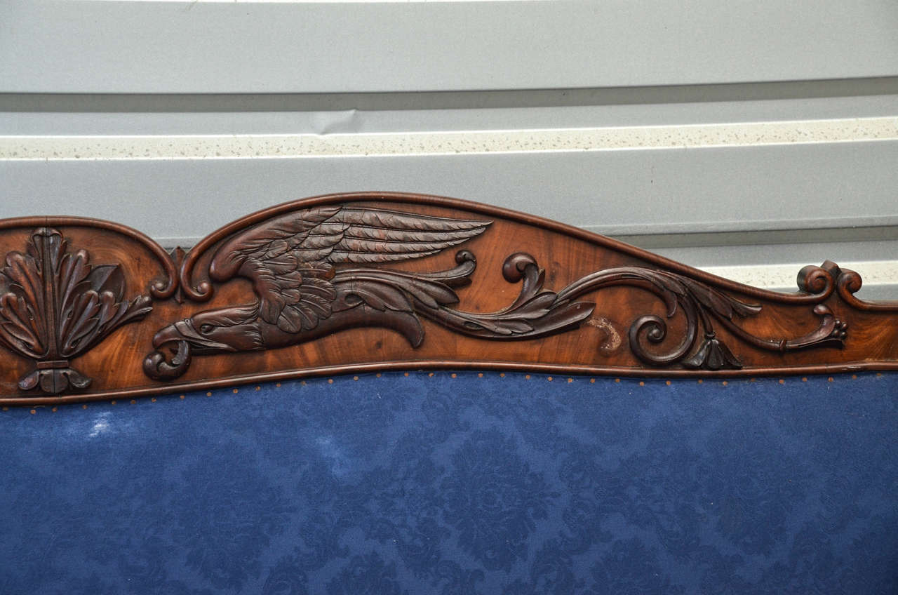 English Neoclassical Style Claw Foot and Eagle Appliqué Sofa