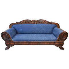 Neoclassical Style Claw Foot and Eagle Appliqué Sofa