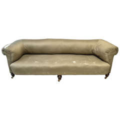 Antique English Victorian Sofa on Six Beehive Turned Legs