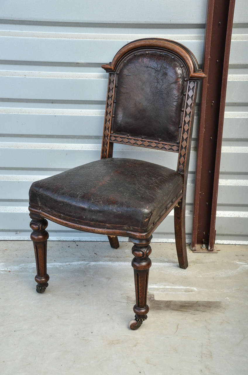 Great Britain (UK) 6 Victorian English Oak Arch Top  Dining Chairs