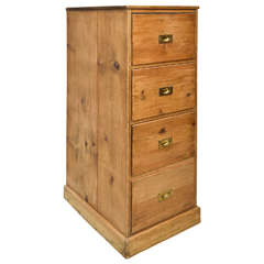 Antique English Four-Drawer Edwardian Pine File Cabinet