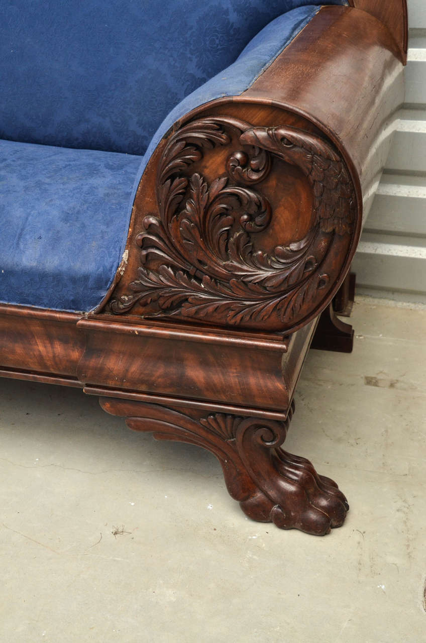 Neoclassical Style Claw Foot and Eagle Appliqué Sofa at 1stDibs claw