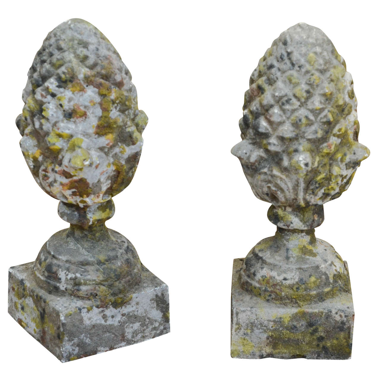 Pair of 19th Century Carved Stone Pineapple Finials at 1stDibs