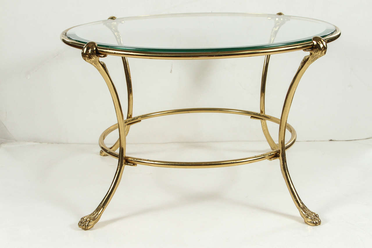 Brass and Glass Side Table in the Style of Maison Jensen