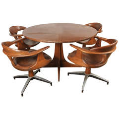 Heywood Wakefield Dining Table with Four Captain Chairs