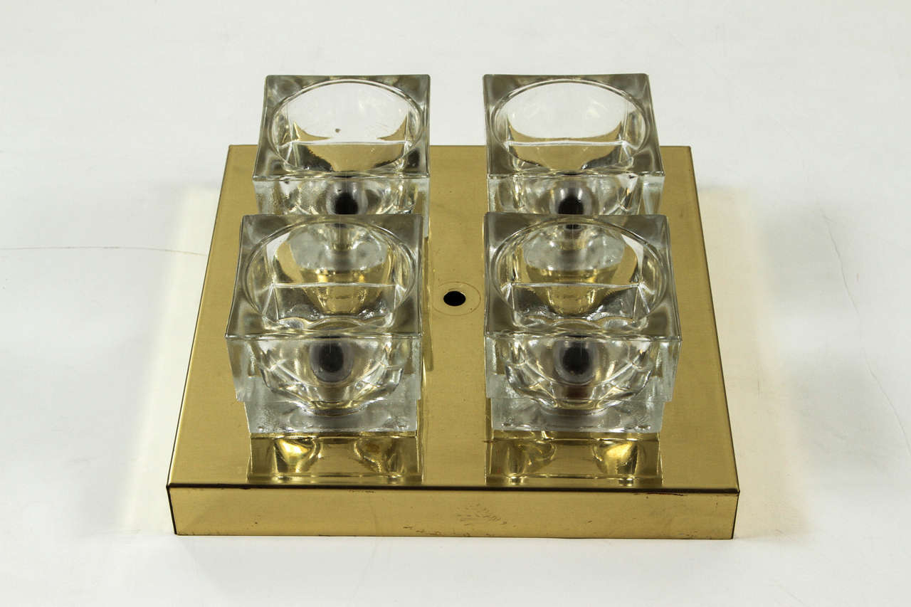 Late 20th Century Sciolari Modernist Glass Cube Sconces For Sale