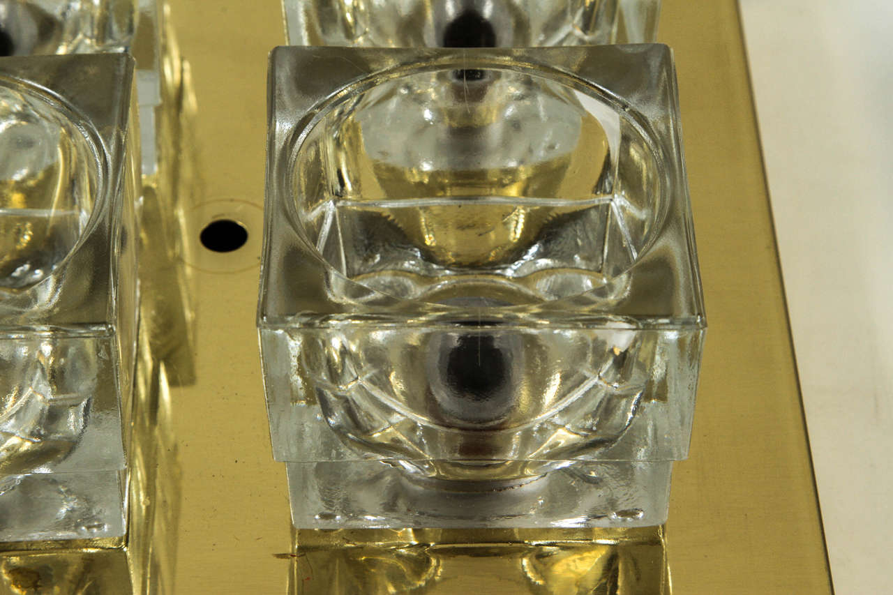 Brass Sciolari Modernist Glass Cube Sconces For Sale