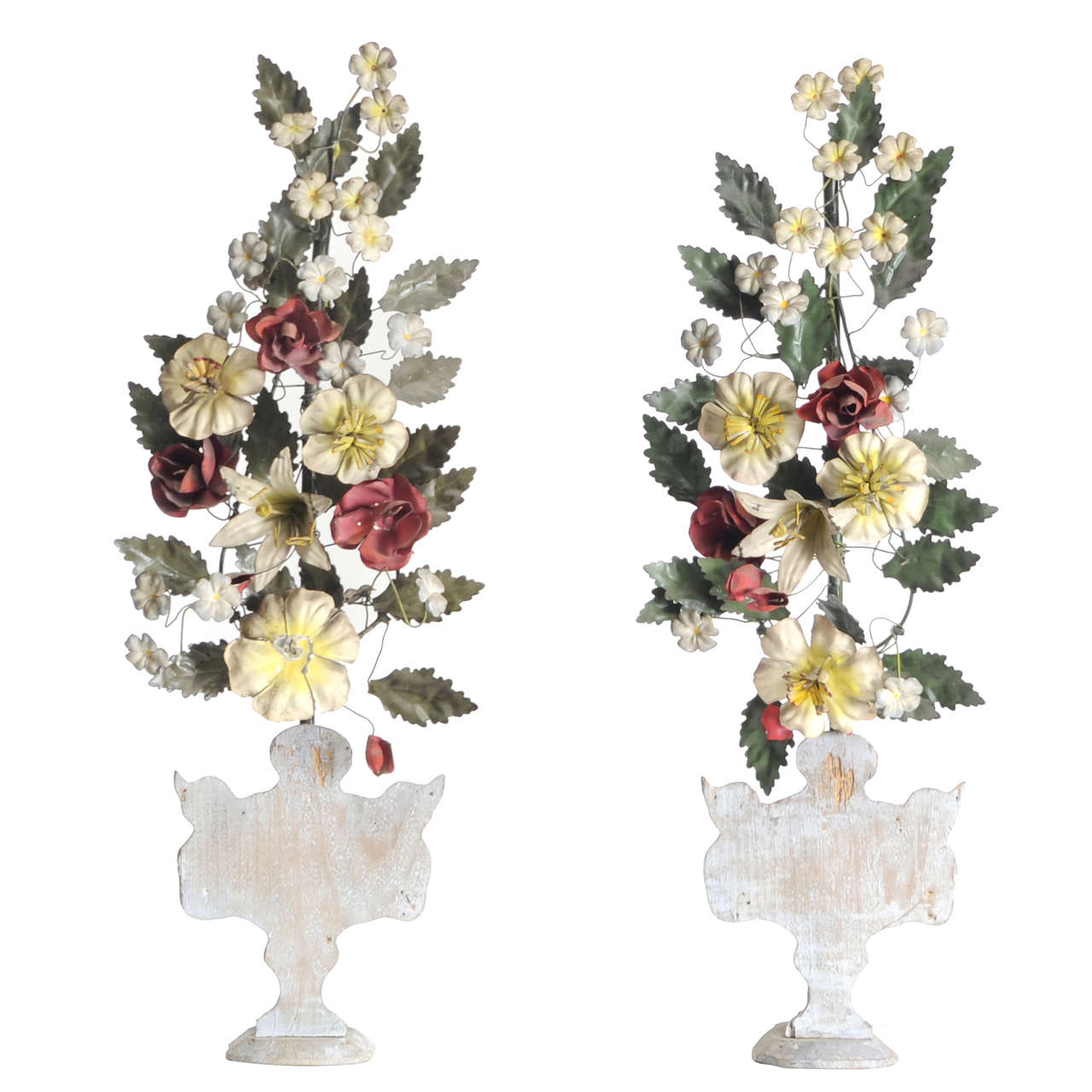19th Century Pair of Wood Italian Palms with Floral Pattern For Sale