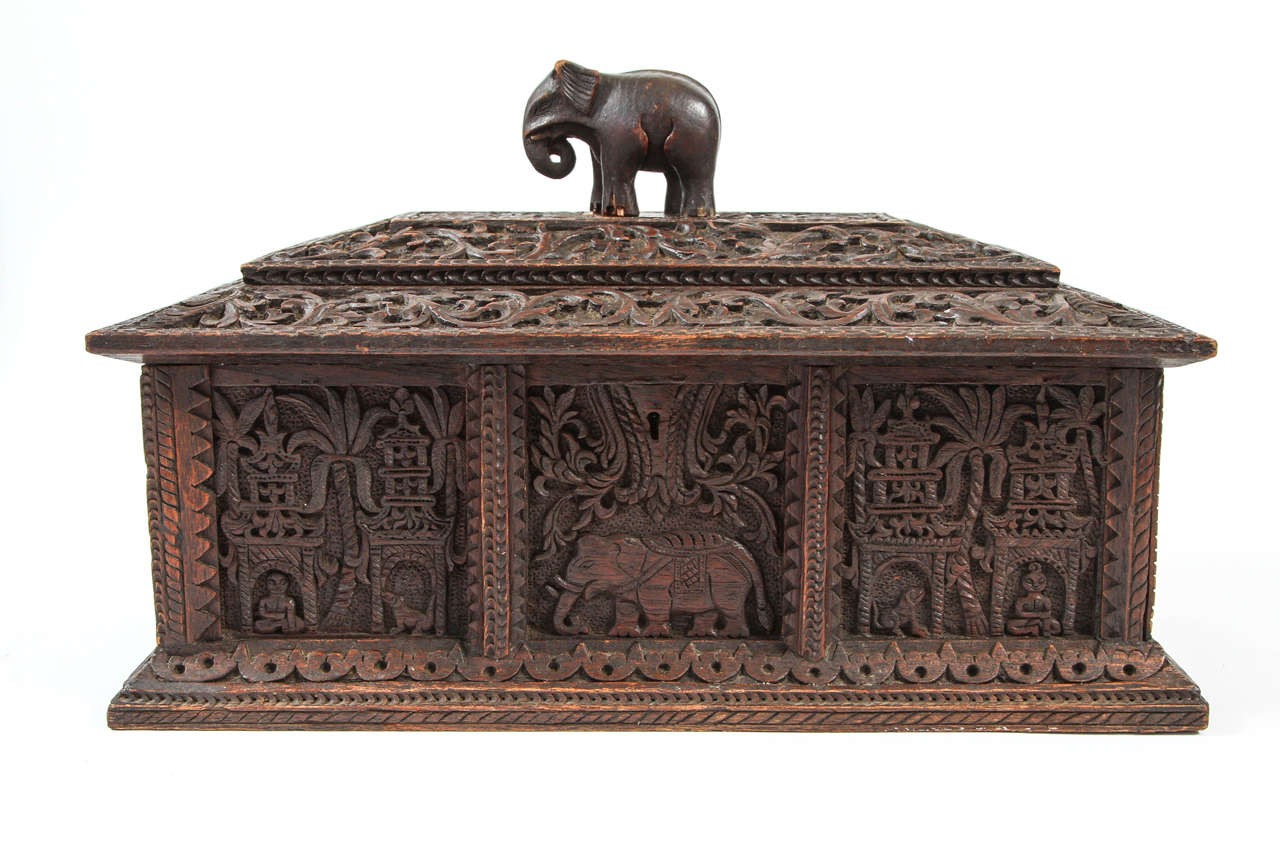 Early 20th Century Antique Carved Wood Box