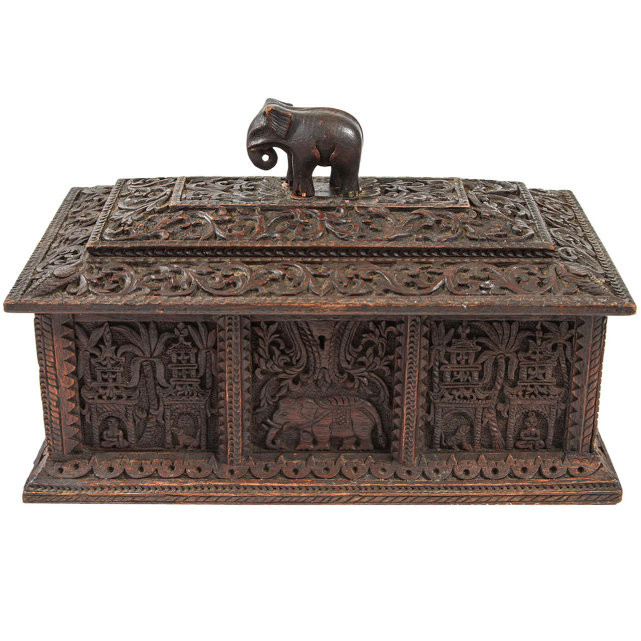 Antique Carved Wood Box