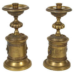 Pair Antique Brass Candle Sticks 1910-1920
