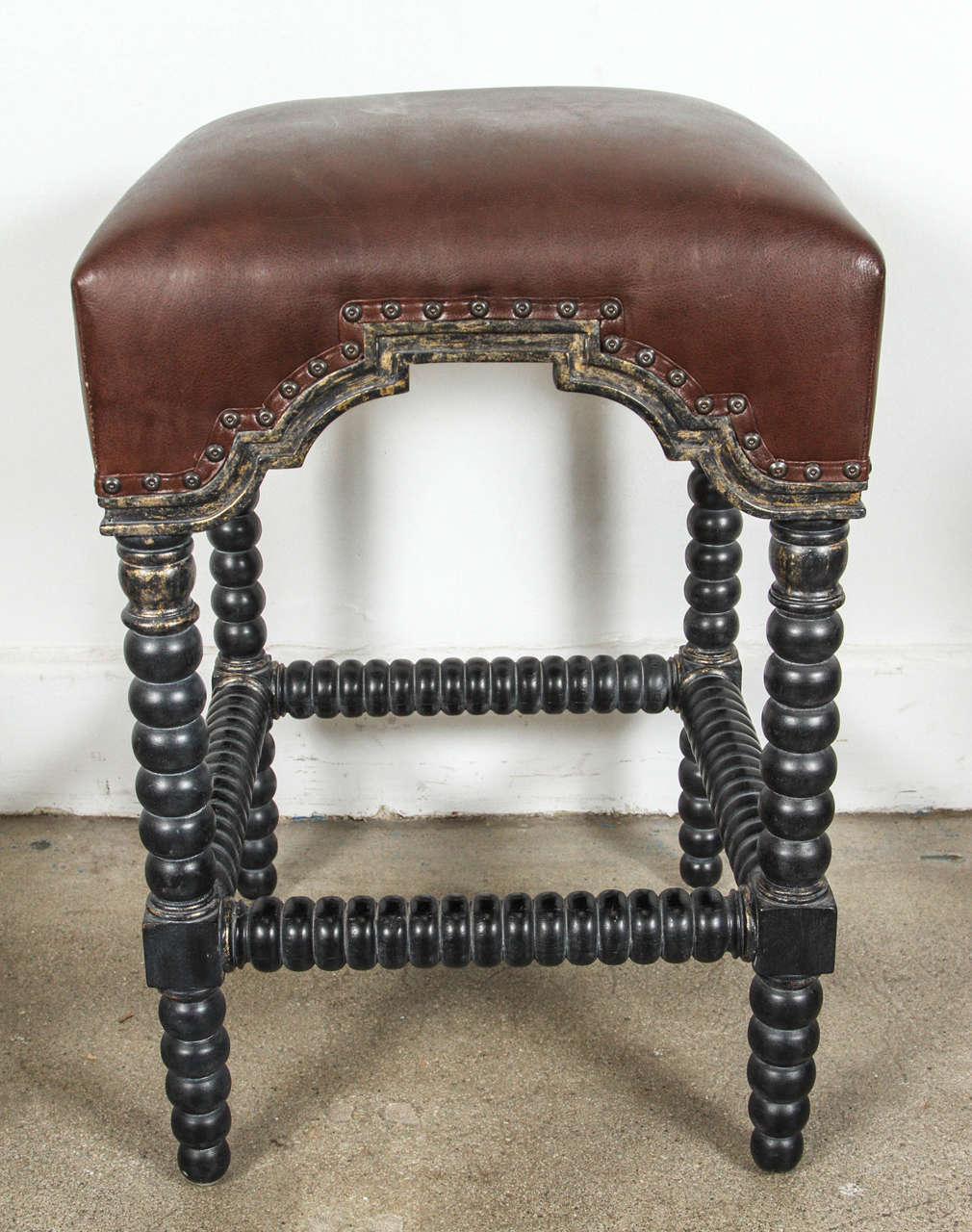 Spanish Style Bar Stools Set Of Three At 1stdibs Leather Spanish Style Bar Stools Set Of Three For