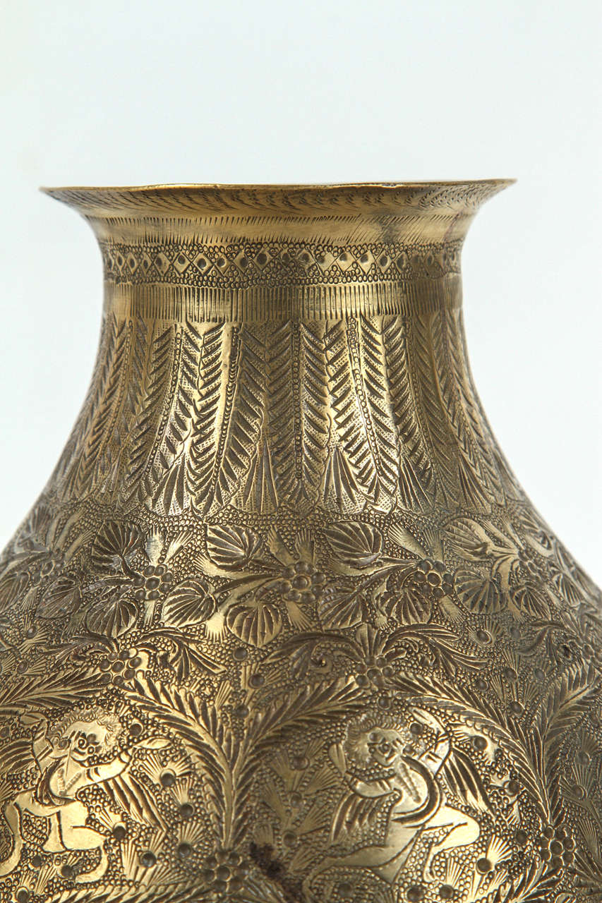 20th Century Pair of Indo-Persian Brass Vases