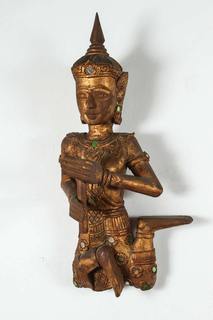 Anglo Raj Pair of Asian Thai Figures of Siamese Musicians For Sale