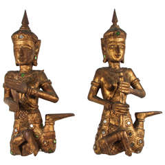 Pair of Thai Figures of Siamese Musicians 11