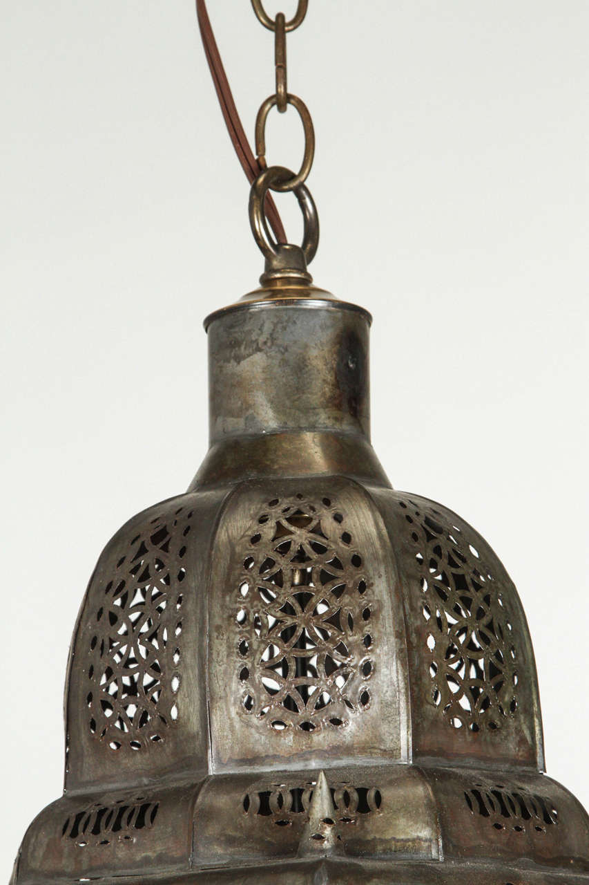Hand-Crafted Moroccan Hanging Glass Lantern