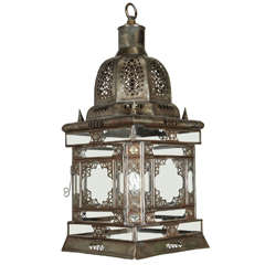 Antique Moroccan Hanging Glass Lantern