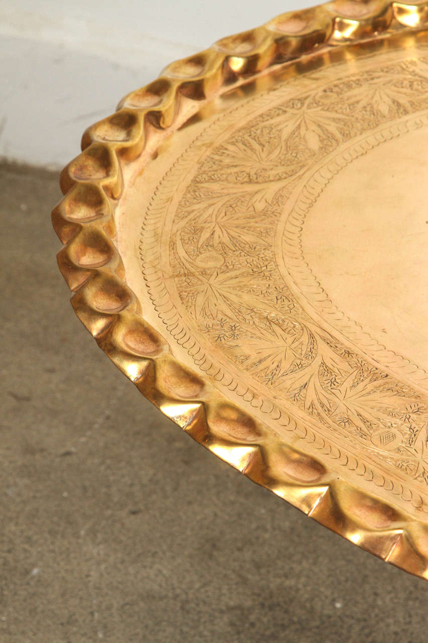 Hammered Moroccan Oval Brass Tray Coffee Table