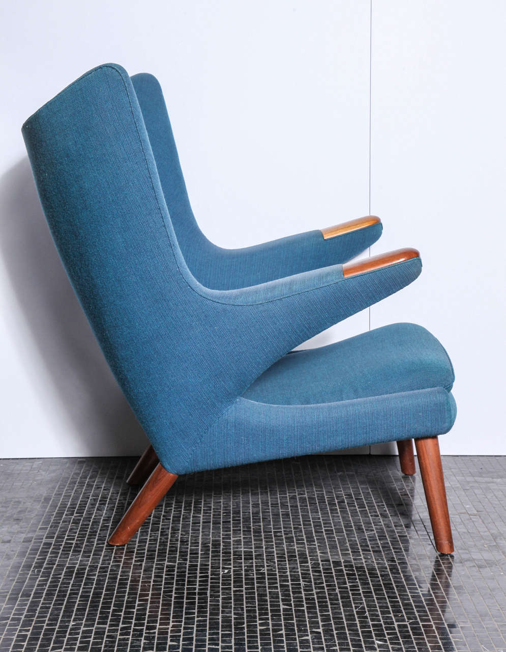 Danish Hans Wegner Papa Bear Chair and Matching Ottoman-original fabric