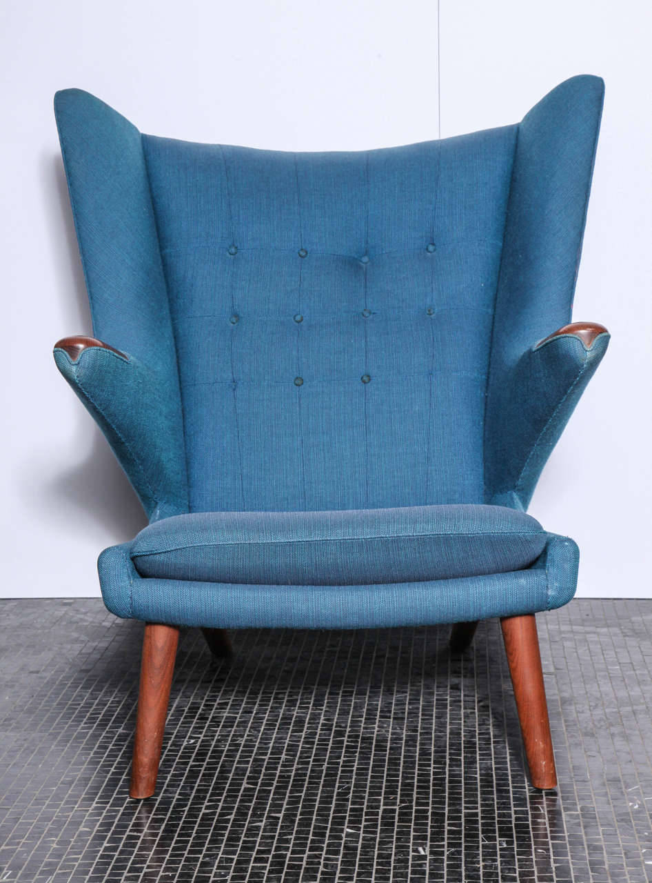 Wool Hans Wegner Papa Bear Chair and Matching Ottoman-original fabric