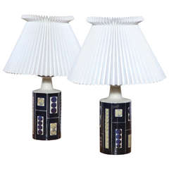 Vintage Pair of Ceramic Table Lamps by Inge-Lisa Koefoed for Fog & Morup