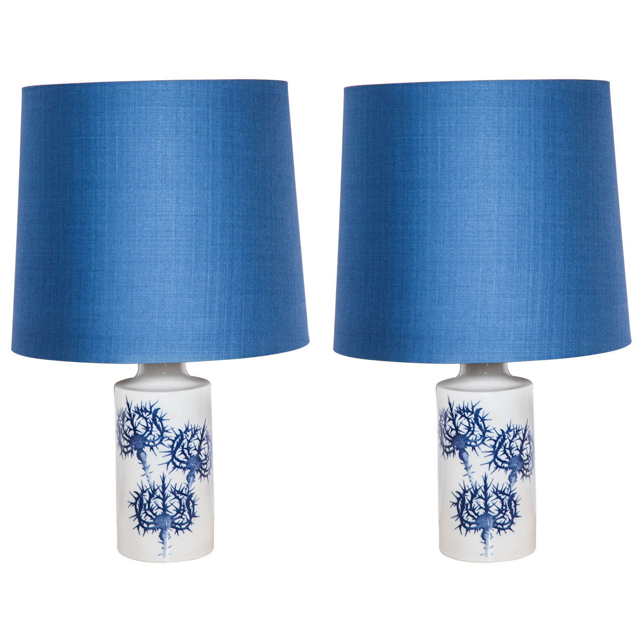 Pair of Ceramic Table Lamps by Kaj Lange by Royal Copenhagen for Fog & Morup
