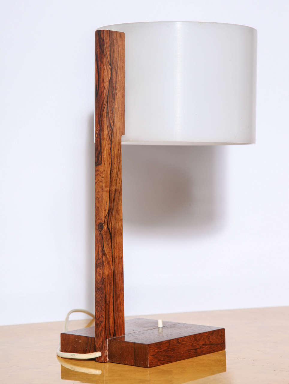 Rosewood Desk Lamp with Plastic Shade, Marked Luxus For Sale 1