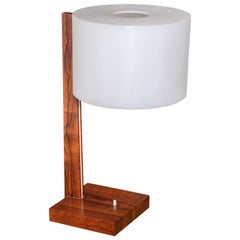 Rosewood Desk Lamp with Plastic Shade, Marked Luxus