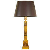 A French Yellow Tole Lamp, c. 1850