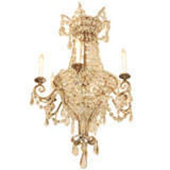 18th C. Italian Gilt Iron And Crystal Basket Chandelier 10