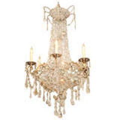 18th C. Italian Gilt Iron And Crystal Basket Chandelier 9