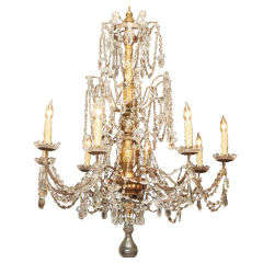 18th C. Giltwood  And Crystal Genoese Chandelier