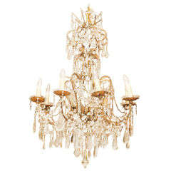 Italian 18th C. Gilt Iron And Crystal Corona Chandelier 8