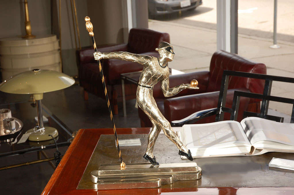 Hollywood Regency Carved Resin & Wood Harlequin