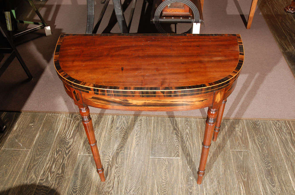 19th Century 1830s English Demilune Mahogany Game Table or Console