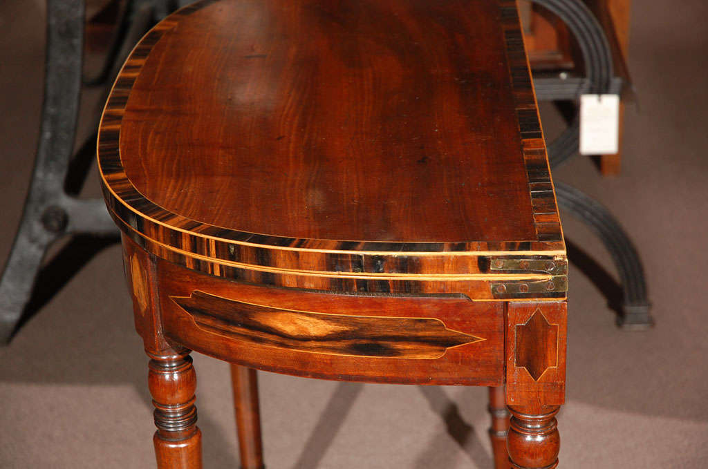 1830s English Demilune Mahogany Game Table or Console 2