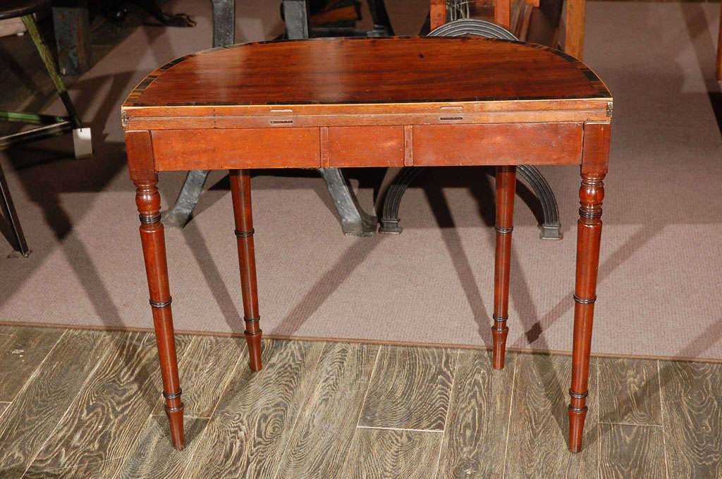 1830s English Demilune Mahogany Game Table or Console 3