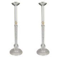 Pair of Elaborate Pewter Standing Candle Holders 10