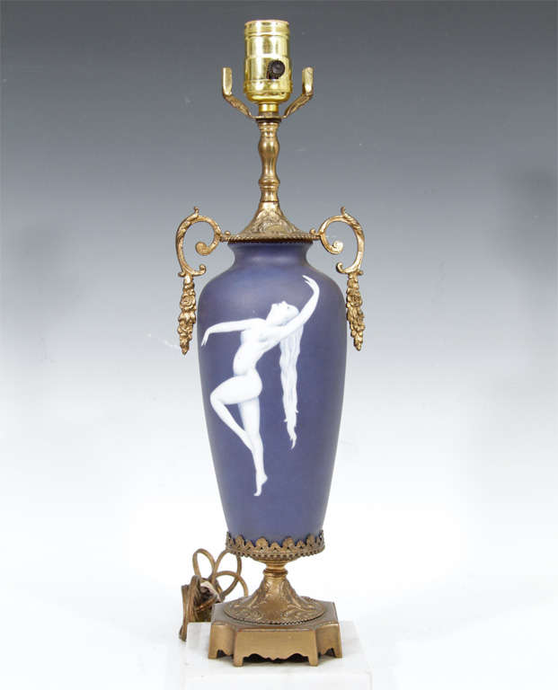 Pair of Art Nouveau Cameo Glass Lamps