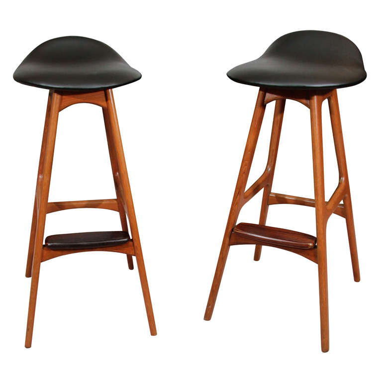 Pair of Mid Century Danish Modern Stools by Erik Buck