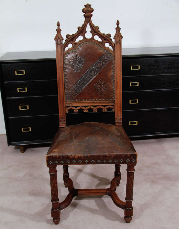 Wood Pair of 19th Century Gothic Revival Side Chairs